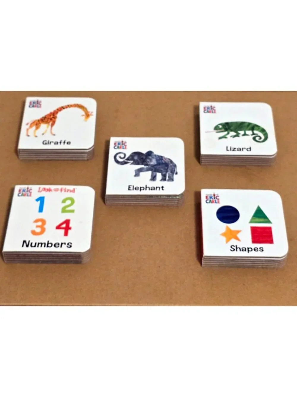 Eric Carle Set 5 Mini Board Books Animals + Math Giraffe Elephant Numbers Lizard